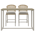 thumbnail image 2 of HOMETRENDS Lasso 3-Piece Steel Outdoor Bar Height Dining Set with Cushions, Beige, 2 of 10