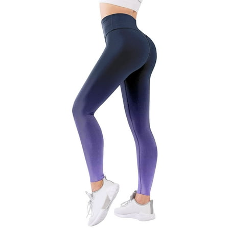 QunButy Yoga Pants For Women Women's Print Workout Pants Tummy Control  Workout Leggings High Waist Athletic Yoga Pants 
