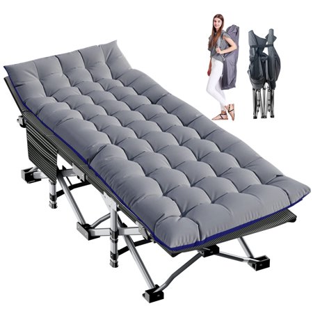 Lit Pliant Simple 190x75x28 Cm - Tuyau Acier, Tissu Oxford, Coton 4D, Inclinable 4 Positions, Pour Sieste Bureau, Camping, Maison, Extérieur