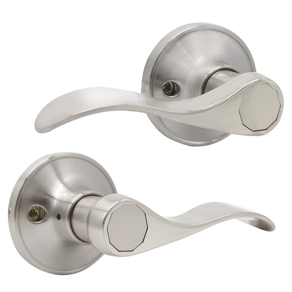 Knobonly 6 Pair Right and Left Handed Dummy Door Lever Satin Nickel Finish Universal Door Handleset Drop Shape Pull or Push Function