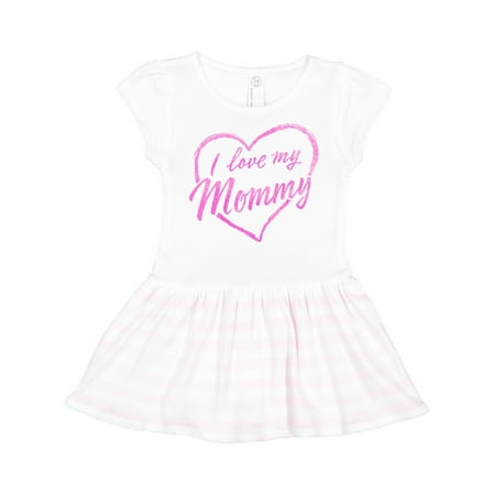 

Inktastic I Love My Mommy in Pink Chalk Heart Gift Toddler Girl Dress