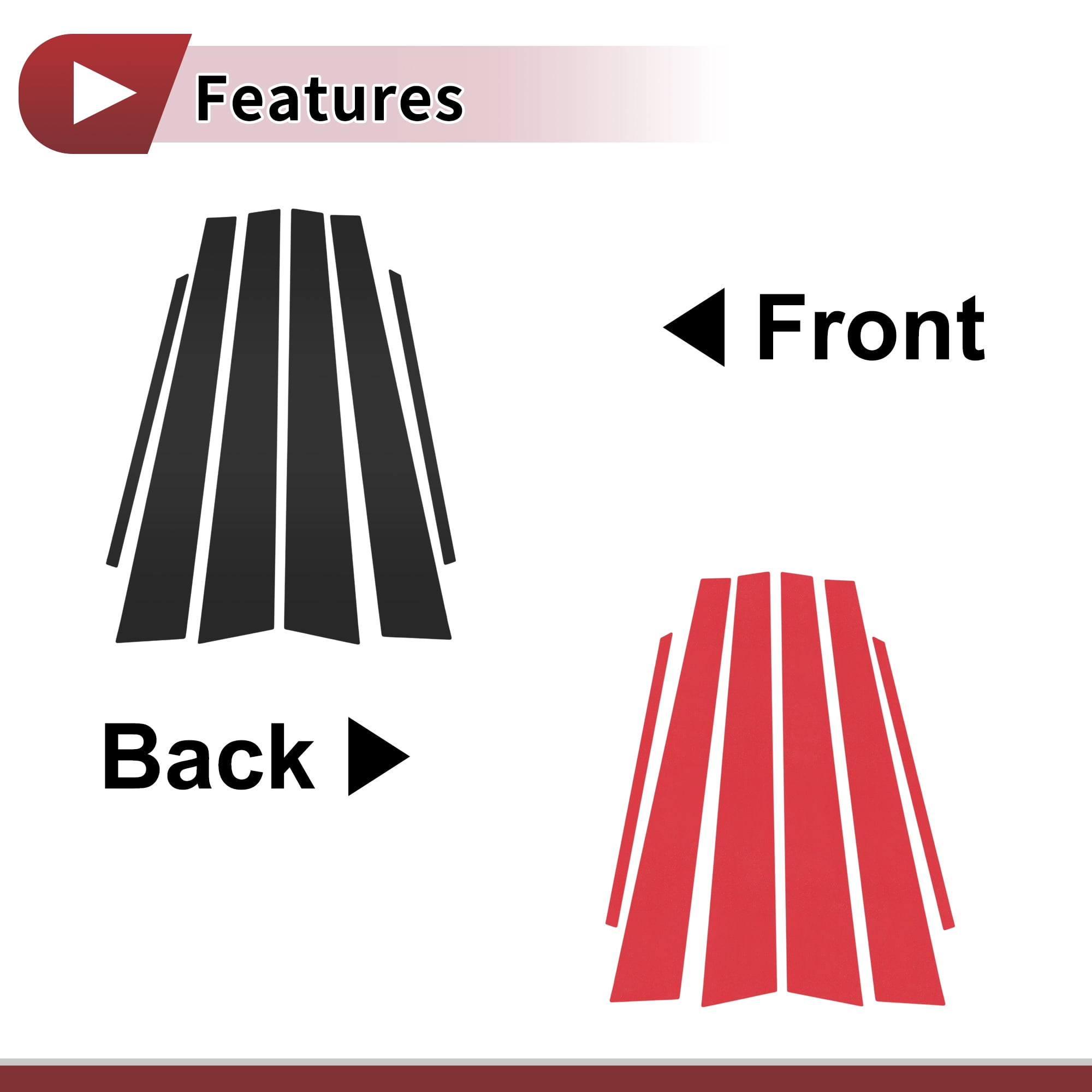 Unique Bargains 6 Pcs Car Door Pillar Window Trim for Toyota Corolla 1998-2002 Black