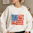 thumbnail image 4 of Floral American Flag Sweatshirt for Women - USA Patriotic Stars & Stripes Pullover Top - 4th of July Red White Blue Cozy Graphic Shirt, 4 of 7