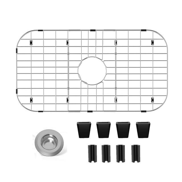 Protectores De Fregadero Para Fregadero De Cocina De 26.0 X 14.0 In, Protector De Fregadero De Acero Inoxidable Con Orificio De Drenaje Central, Estante Para Fregadero Para La Parte Inferior Del Frega
