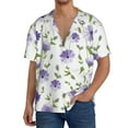 thumbnail image 3 of Xecao offers the Purple Chicory for Men's Casual Short-sleeved Shirt, a button-up collared shirt with a pocket, perfect for beach vacations and yacht travel in the XX-Large size., 3 of 7
