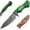 Green, variant on Old Ram Damascus Buck Knife with Sheath - 6" Drop Point Hunting Knife with Leather Sheath (Green Wood)
