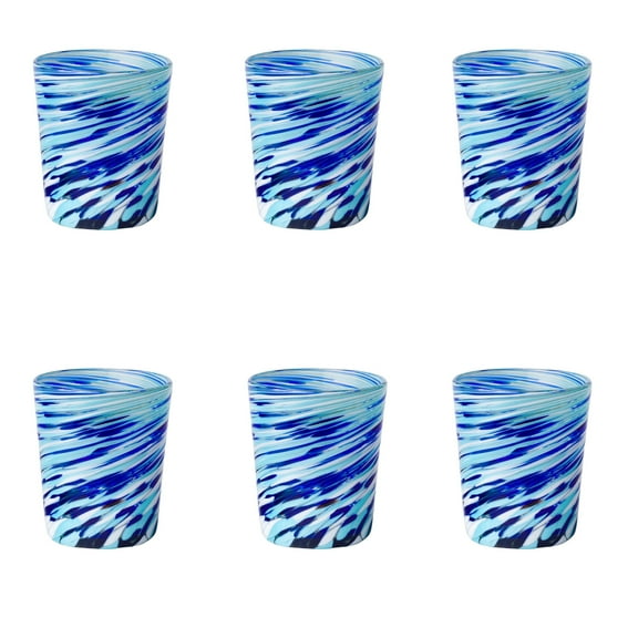 10 Strawberry Street Malibu DOF Handblown Mexican Glass, Set of 6