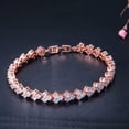thumbnail image 6 of Elegant Rose Gold Cubic Zirconia White Women Round Tennis Chain Link Bracelet, 6 of 8