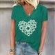 thumbnail image 2 of Camisetas de Manga Corta para las Mujeres, Impresión de Cuello en V Camiseta Casual Top Hecho de 95% Poliéster 5% Spandex para el Uso Diario de Primavera Verano, Camisetas para las Mujeres Casual, 2 of 4