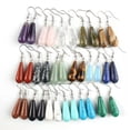 thumbnail image 2 of Chakra Crystal Gemstone Long Teardrop Drop Dangle Hook Reiki Earrings Pendant, 2 of 3