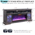thumbnail image 3 of OKD Farmhouse Fireplace TV Stand for 85" TV, Highboy Entertainment Center w/42" Electric Fireplace & LED Light, Media Console w/Sliding Barn Door for Living Room, Dark Rustic Oak, 3 of 7