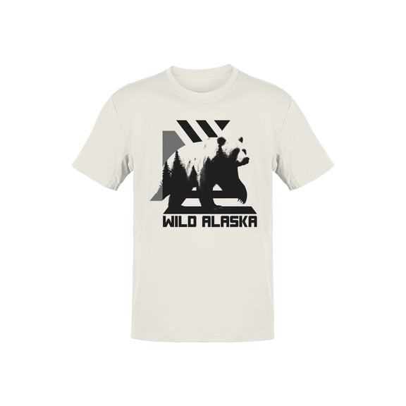 Wild Alaska Bear Graphic Men's Off White T-Shirt