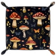 thumbnail image 2 of Women Girls Leather Square Dish Trinket Plate Jewelry Tray for Mothers Day Birthday Gift, Mushrooms and Butterflies Patterns, 2 of 6