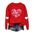 thumbnail image 2 of Craaazy Women's Love Heart Valentine's T-Shirts Casual Long Sleeve Crewneck Tops Gifts, 2 of 5