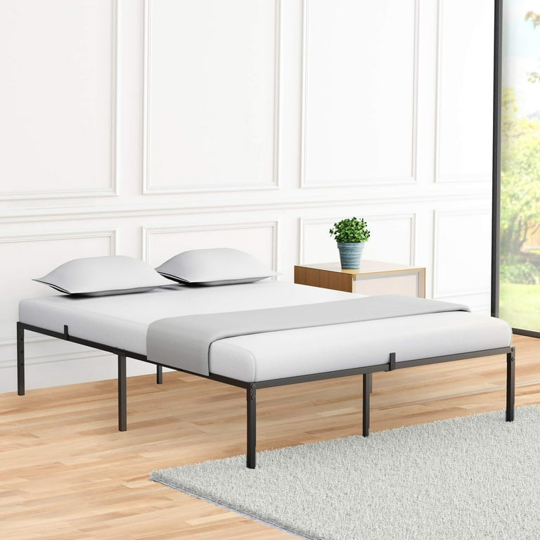 Queen Size Metal Platform Bed Frame Black Single Bed Metal Slats
