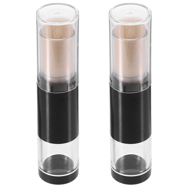 2 brochas de maquillaje, brocha de base, brocha de viaje para rubor con frasco rellenable.