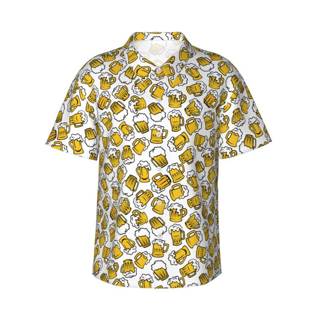 Balery Beer Camisas hawaianas de manga corta para hombre, camisas playeras de corte holgado, camisas de vacaciones con botones,Small