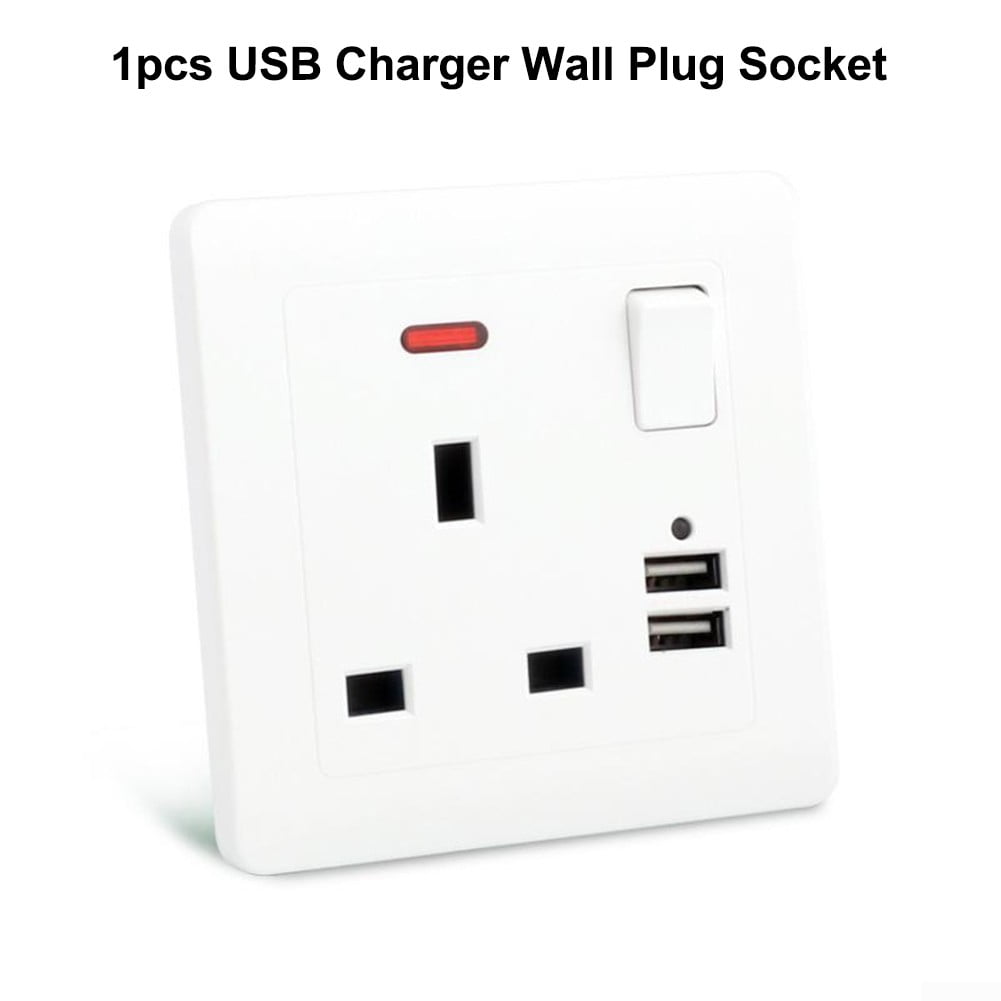 Pack of 1,2,4,6 Double Wall Plug Socket 2 Gang 13A USB Charger Port Outlet Plate 