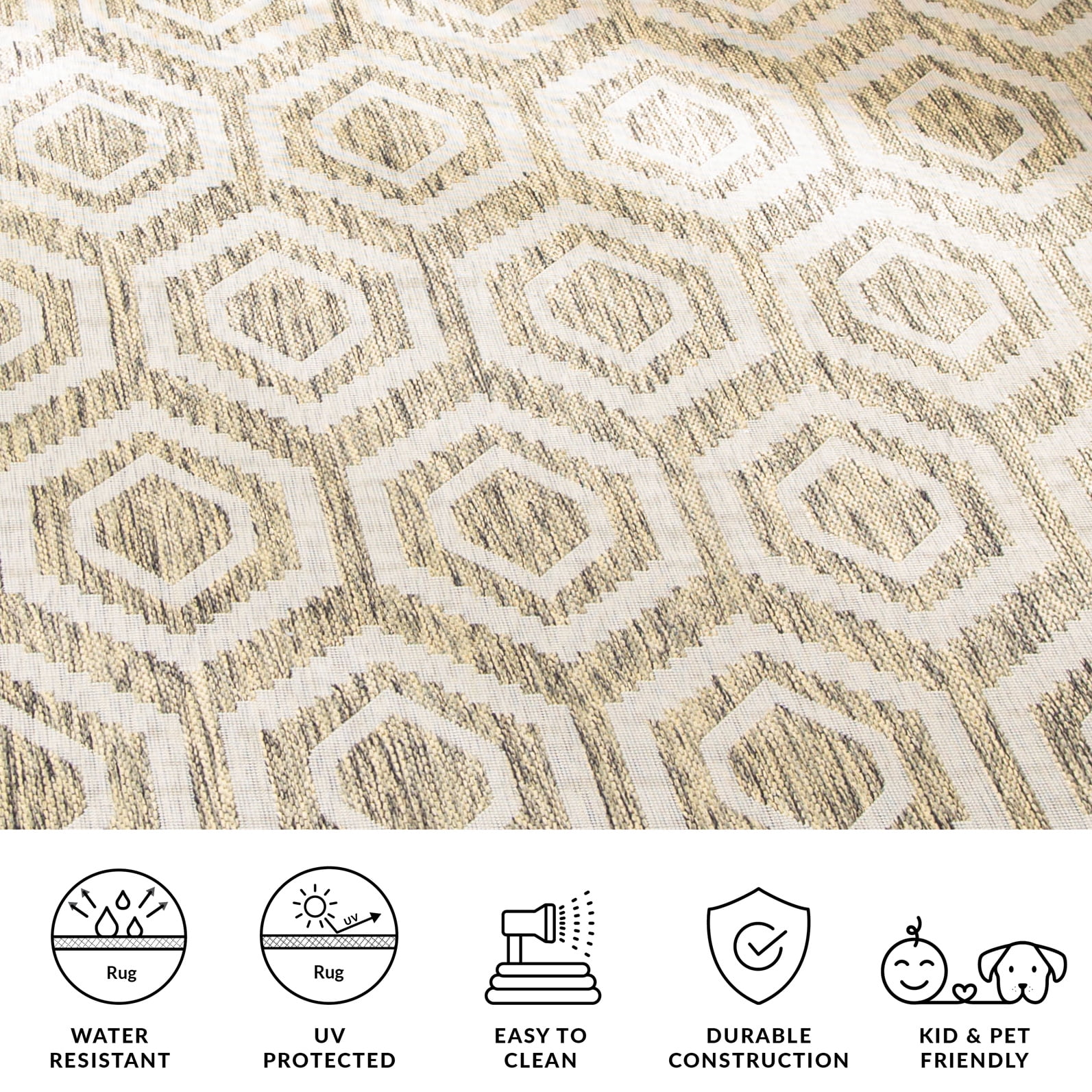 Safavieh Courtyard Amelia Geometric Indoor/Outdoor Area Rug, Brown/Bone, 5'3" x 7'7"