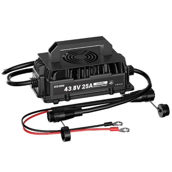 Redodo 43.8V 25A LiFePO4 Battery Charger for 36V(38.4V) Lithium Batteries IP65 Waterproof 3-Stage Charging