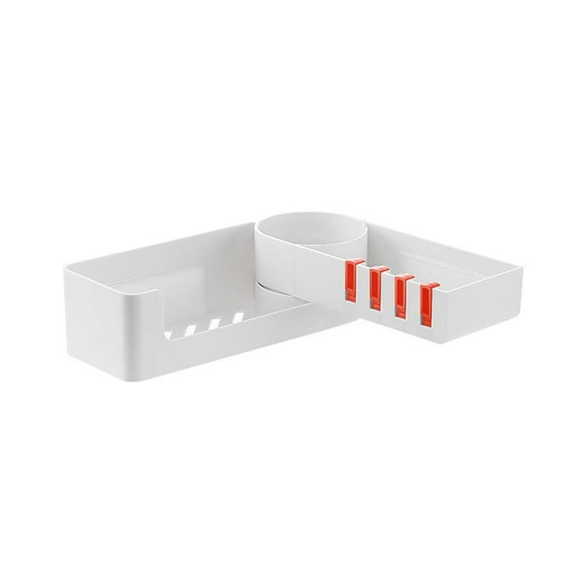 Toystoory Estante de esquina giratorio soporte de estante de almacenamiento de perforación libre con ganchos ocultos para cocina de baño Juegos de accesorios de baño Naranja Toystoory HA025529-01
