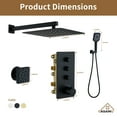 thumbnail image 2 of CASAINC Luxury Thermostatic 3-Spray Patterns 12 in. Flush Wall Mount Rainfall Dual Shower Heads with 6-Jets in Matte Black, 2 of 11