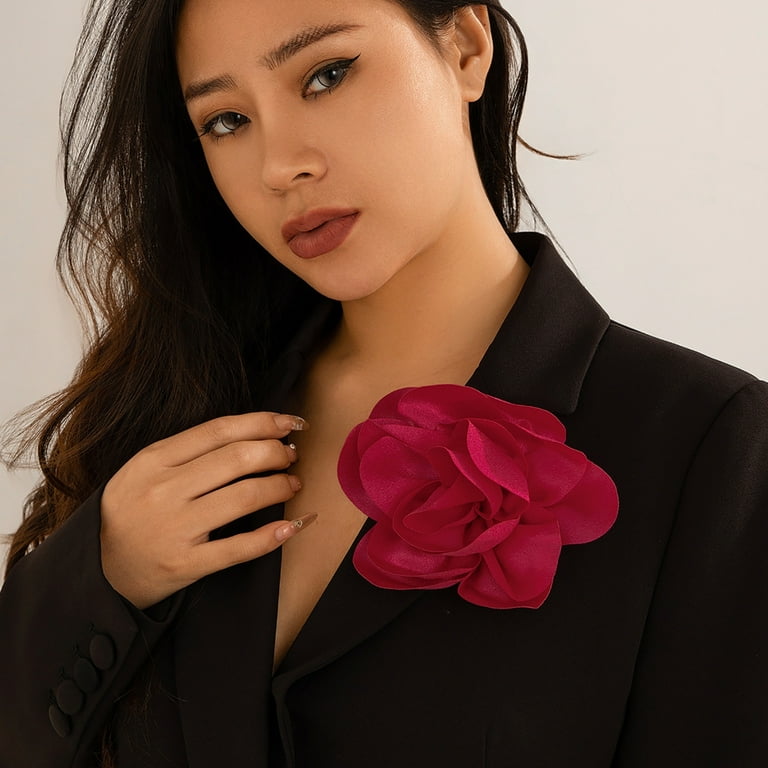SIEYIO Elegant Fabric Flower Lapel Pin Jewelry Stylish