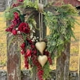 thumbnail image 4 of Summercome Rustic Valentine Heart Wreath, Gold Heart Bells, Red Roses & Berries, Valentine’s Day Farmhouse Country Front Door Decoration with Gold Foliage, Fabric Flowers & Vintage Heart Bell (2 Pcs), 4 of 6
