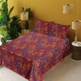 thumbnail image 2 of Ambesonne Floral Fitted & Flat Sheet with Shams 4 Pcs Set, Blooming Marigolds Vintage, Queen, Dark Orange and Hot Pink, 2 of 5