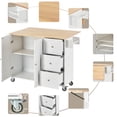thumbnail image 2 of White Kitchen Cart on Wheels with Solid Wood Top, Utility Kitchen Islands with Storage Cabinets and Drawers, Spice Rack, Shelves, Large Workstation Breakfast Bar, Rolling Cart Kitchen Bakers Rack, 2 of 12