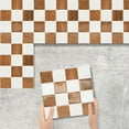 thumbnail image 3 of DEWOO Thick Peel and Stick Backsplash Tiles Kitchen Bathroom Square Self Adhesive Wall Tile Checkerboard Checkered Stickers,Orange (10-Sheet, 9"×9"), 3 of 14