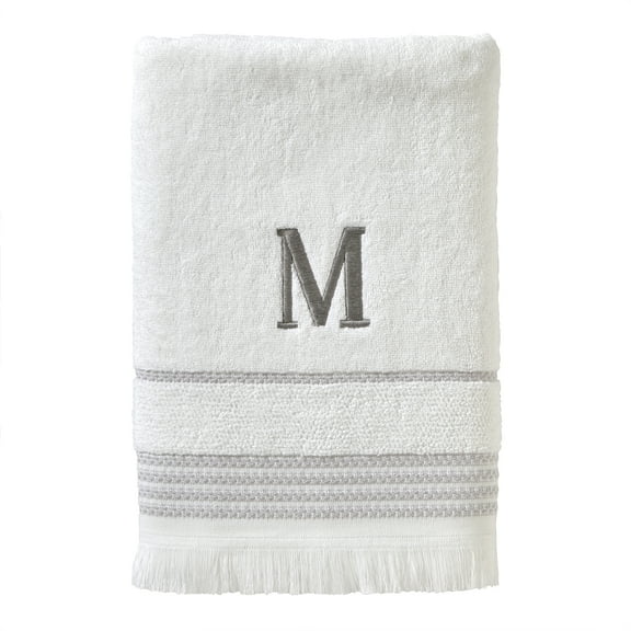 SKL Home Casual Monogram Bath Towel, "M", White