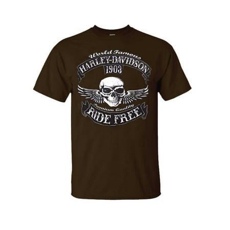 Harley-Davidson Men's Bad Manners Winged Skull Short Sleeve T-Shirt, Dark Brown, Harley Davidson
