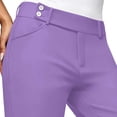 thumbnail image 4 of Women Straight Leg Dress Work Pants, Double Button Waist Closure, Slant Side Pockets, Mid Rise Stretch Business Casual Trousers Office Wear Bottoms Purple,XXL, 4 of 5