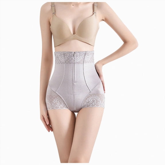 KPOPLK Womens Seamless Shaping Boyshorts Panties with Zipper Tummy Control Underwear Slimming Shapewear Slip Shorts Size L
