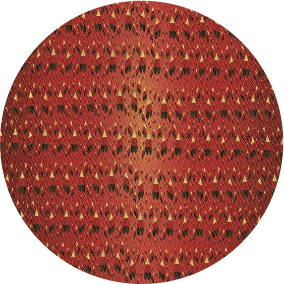 Ahgly Company Machine Washable Indoor Round Transitional Mahogany Brown Area Rugs, 5' Round