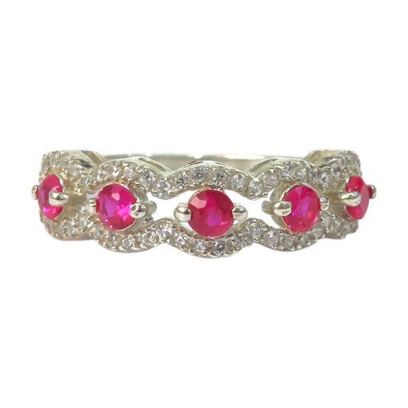 Ruby Gold Ring, 925 Sterling Silver, Womens Ring, Natural Ruby, July Birthstone, Micron, Christmas, Thanksgiving, Tiny Dainty Ring, CZ Ring, Handmade, Statement Jewelry, Wedding, Anniversary Gift