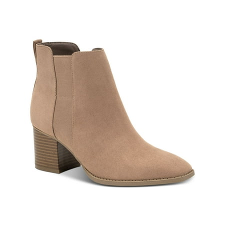 

STYLE & COMPANY Womens Beige Goring Aloraa Almond Toe Block Heel Zip-Up Booties 5 M