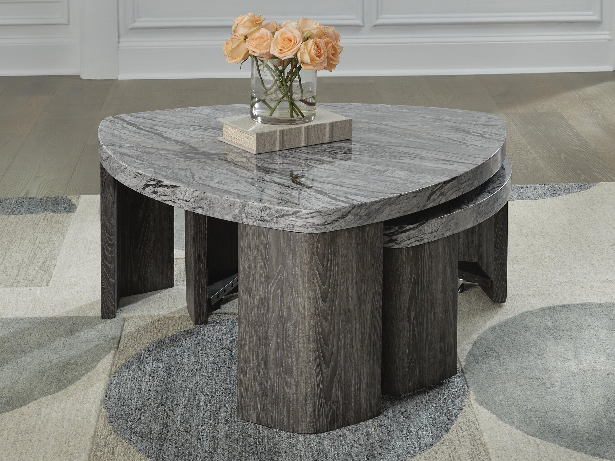 Signature Design By Ashley Surmour Stacked Cocktail Table in Gray