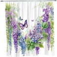 thumbnail image 4 of Floral Butterfly Shower Curtain, Purple Garden Landscape, Vine Wisteria Flower Watercolour, Spring Rustic Wildflower Animal Bathroom Decor with Hooks 84 x 70 in, 4 of 6