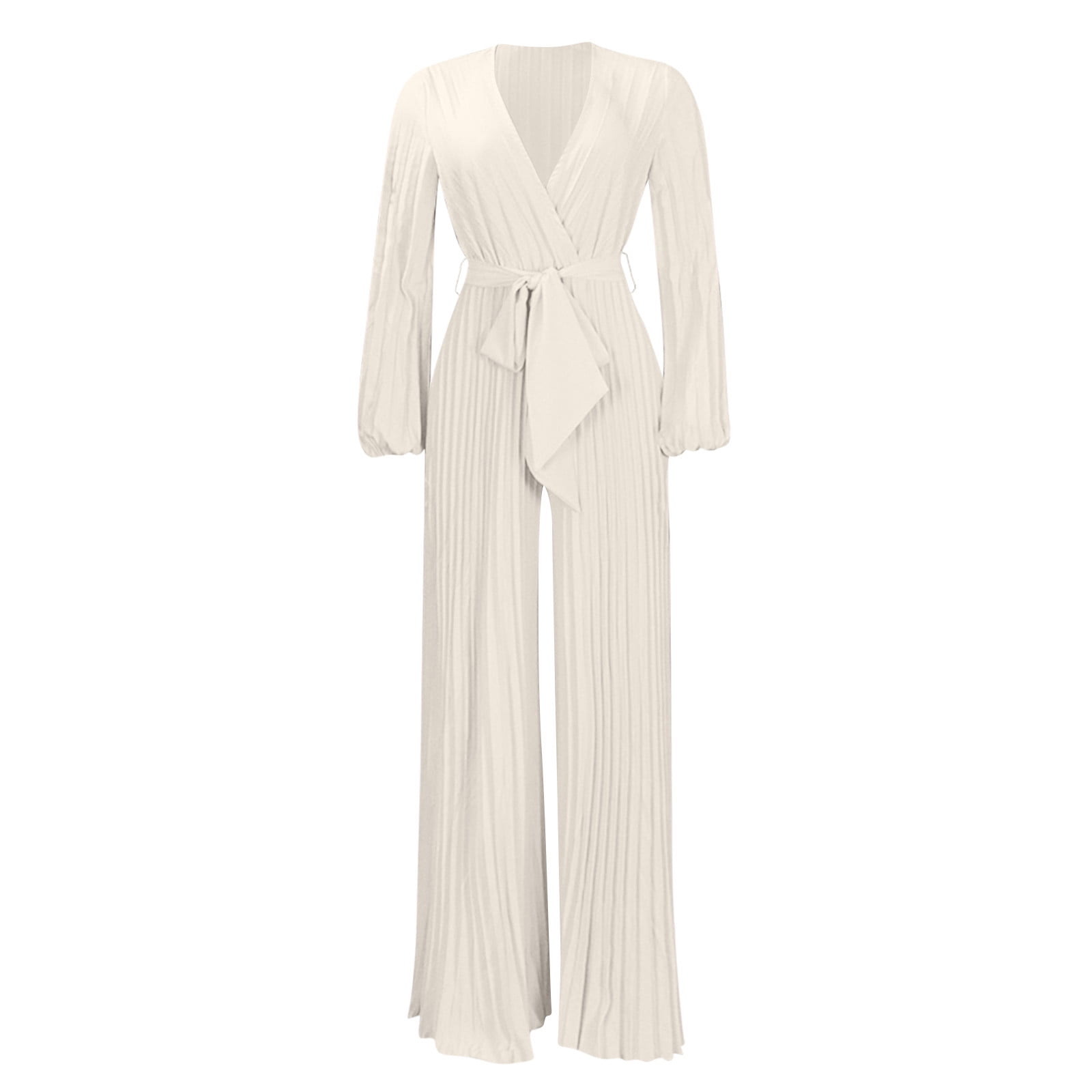 Dyfzdhu Jumpsuits For Women Deep V Neck Long Sleeve Button