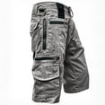 thumbnail image 6 of lcziwo Solid Color Shorts Men with Zip Pockets Denim Holiday Outdoor Trunks Beach Fishing Travel Work Shorts Gray L, 6 of 8