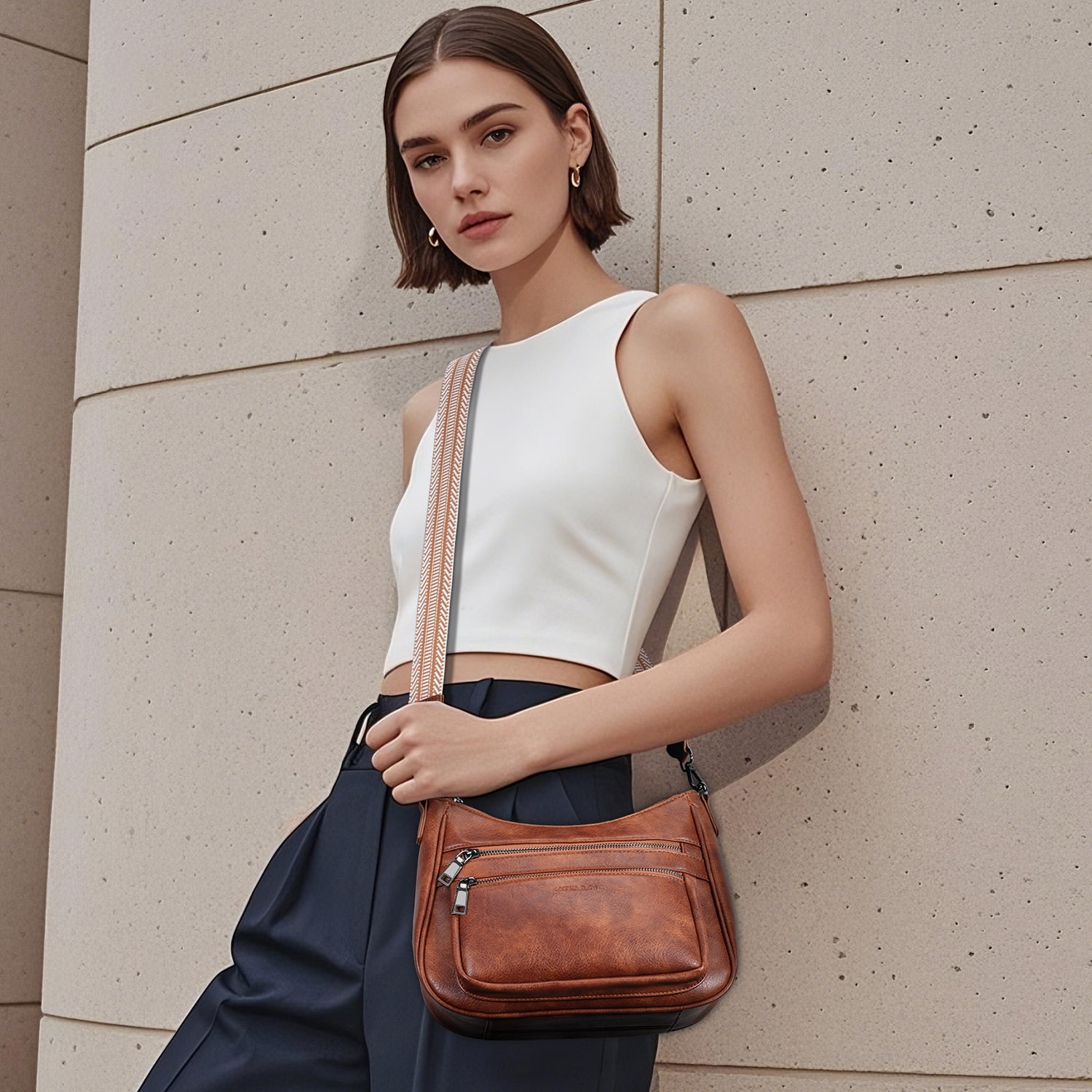 Small Crossbody Bag for Women, Cell Phone Purse Womens Shoulder Handbags Wallet Purse with Credit Card Slots Adjustable Guitar Strap