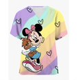 thumbnail image 1 of Lisheng Disney Mickey Mouse Imprimé Hauts de Blouse, Uniforme d'Infirmière à Manches Courtes Col en V pour Femmes, 1 of 7