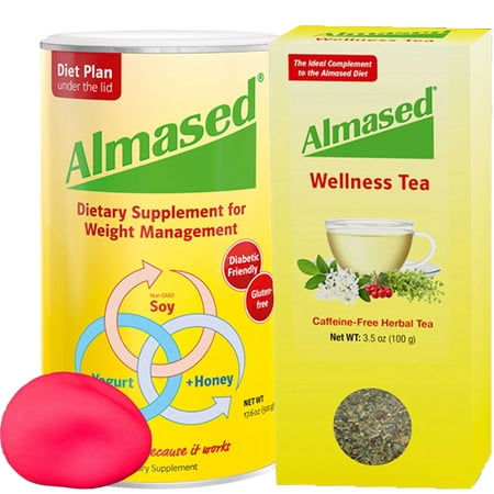 Almased Meal Replacement Shake + Wellness Tea - Plant Based Protein Powder for Weight Loss- Shake for Weight Management (Bonus Stress