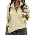 thumbnail image 3 of ZUKMRJPC Womens Sweatshirts Quarter Zip Casual Long Sleeve Turndown Collar Fleece Pullover Sweatshirt Fall Fashion Solid Color Tops, 3 of 7
