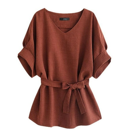 Peplum Bow - Women V Neck Loose Batwing Sleeve Casual Blouse Tops Peplum T-Shirt