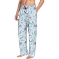 thumbnail image 2 of Uemuo Rabbit And Butterfly Pattern Men's Wide Leg Palazzo Lounge Pants with Pockets Light Weight Loose Comfy Casual Pajama Pants-Small, 2 of 9