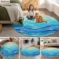 thumbnail image 6 of Blue Beach Round Living Room Rugs 8 ft, Modern Abstract Art Watercolor Gradual Blue Green Teal Waves Washable Large Area Rug Non-Slip Sturdy Edge Binding Round Carpet for Dining Room Kitchen Office, 6 of 9