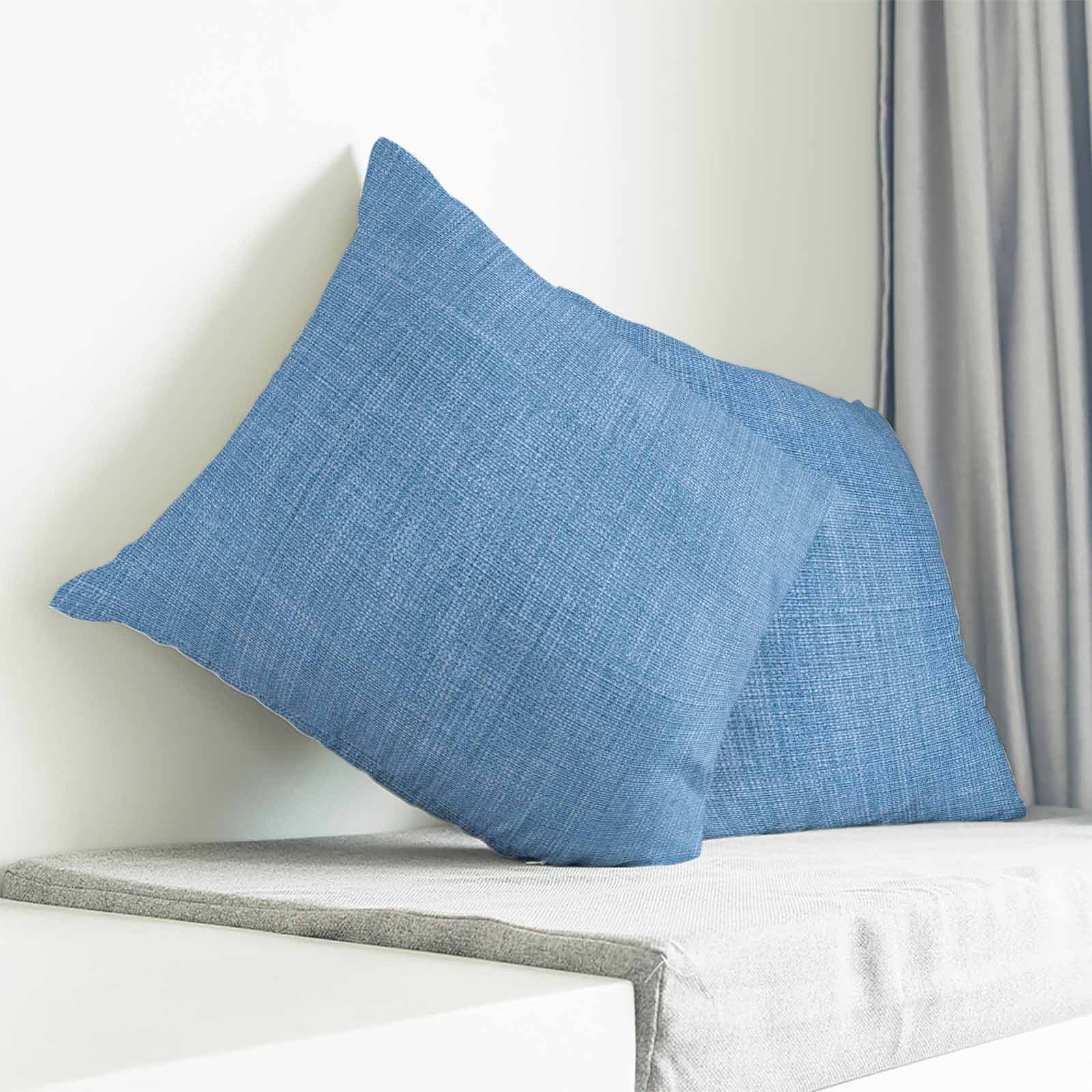 Blue Burlap Texture Pillow Covers 16x16 Inch Decorative Throw Pillow Cover, Farmhouse Vintage Blue Sofa Pillowcases Accent Cushion Case Home Decor Bedroom Living Room